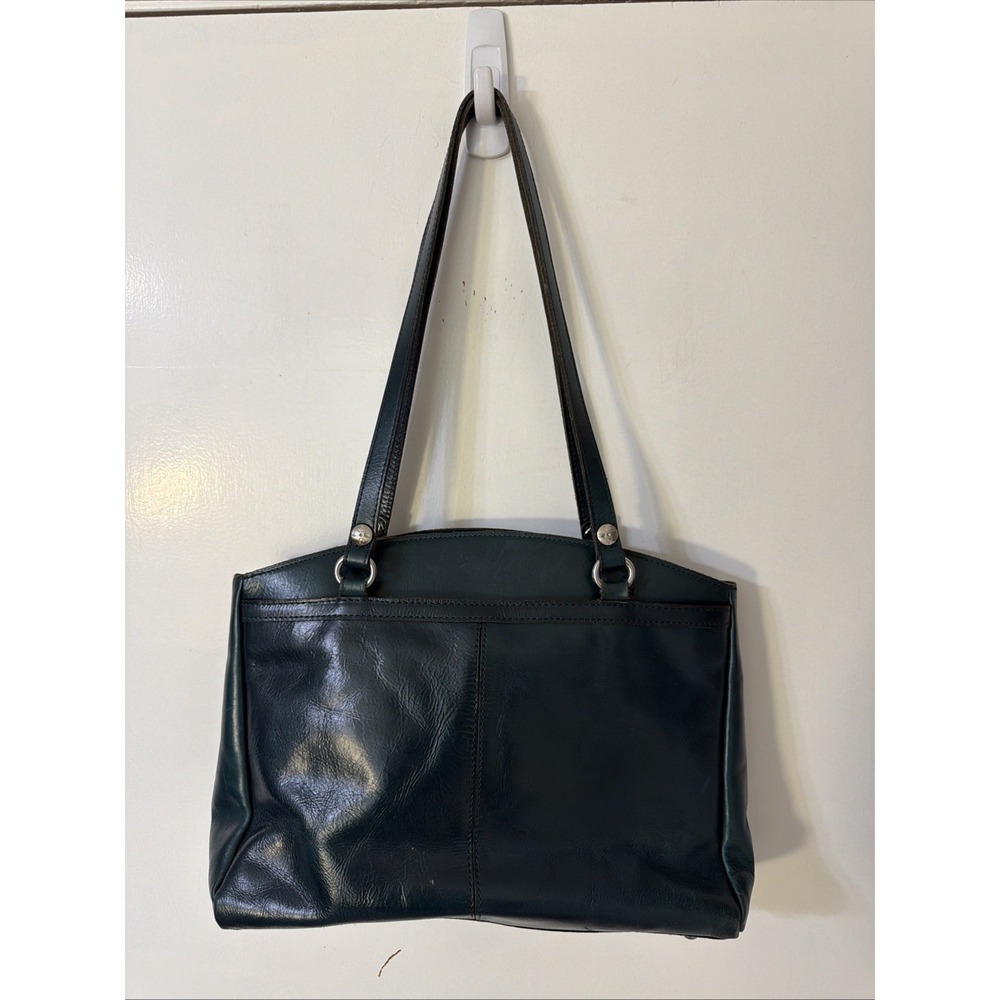 Patricia Nash 100% Leather Poppy Tote Shoulder Bag Green Y2K Preppy Career